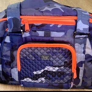 LUG Propeller Duffel Travel Carry‎ On Overnight Gym Bag Quilted Blue Camo Orange